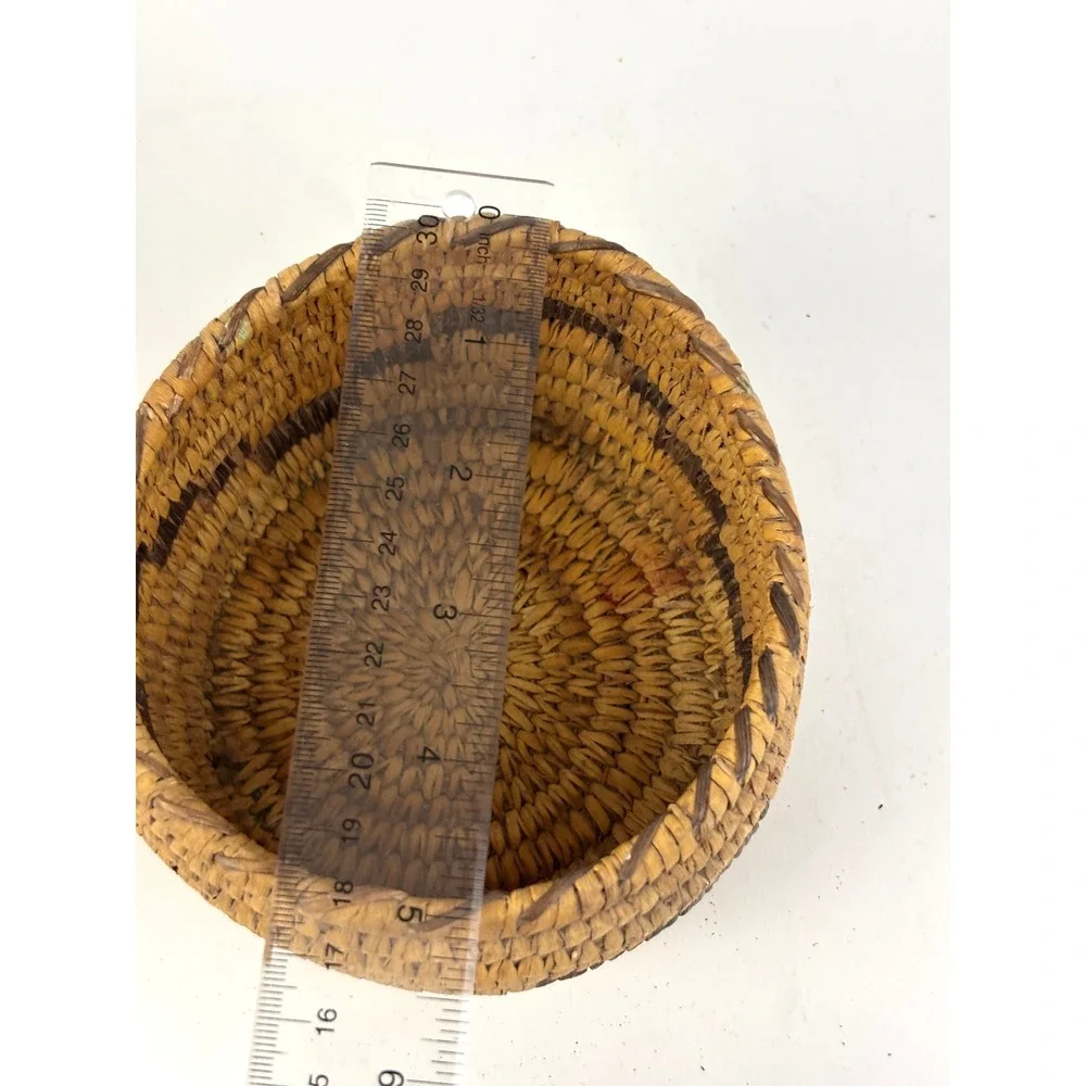 Vintage‎ Southwest Papago Style Coiled Basket Bowl Handwoven Yucca Fiber